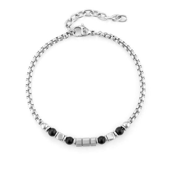 Bracciale con pietre 4US Cesare Paciotti uomo acciaio pietra onice nera 4UBR6801-1