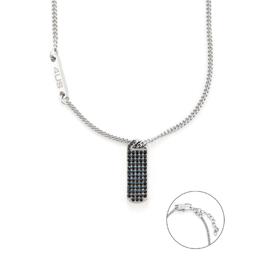 Collana uomo 4US Cesare Paciotti acciaio con targhetta di zirconi neri 4UCL6346