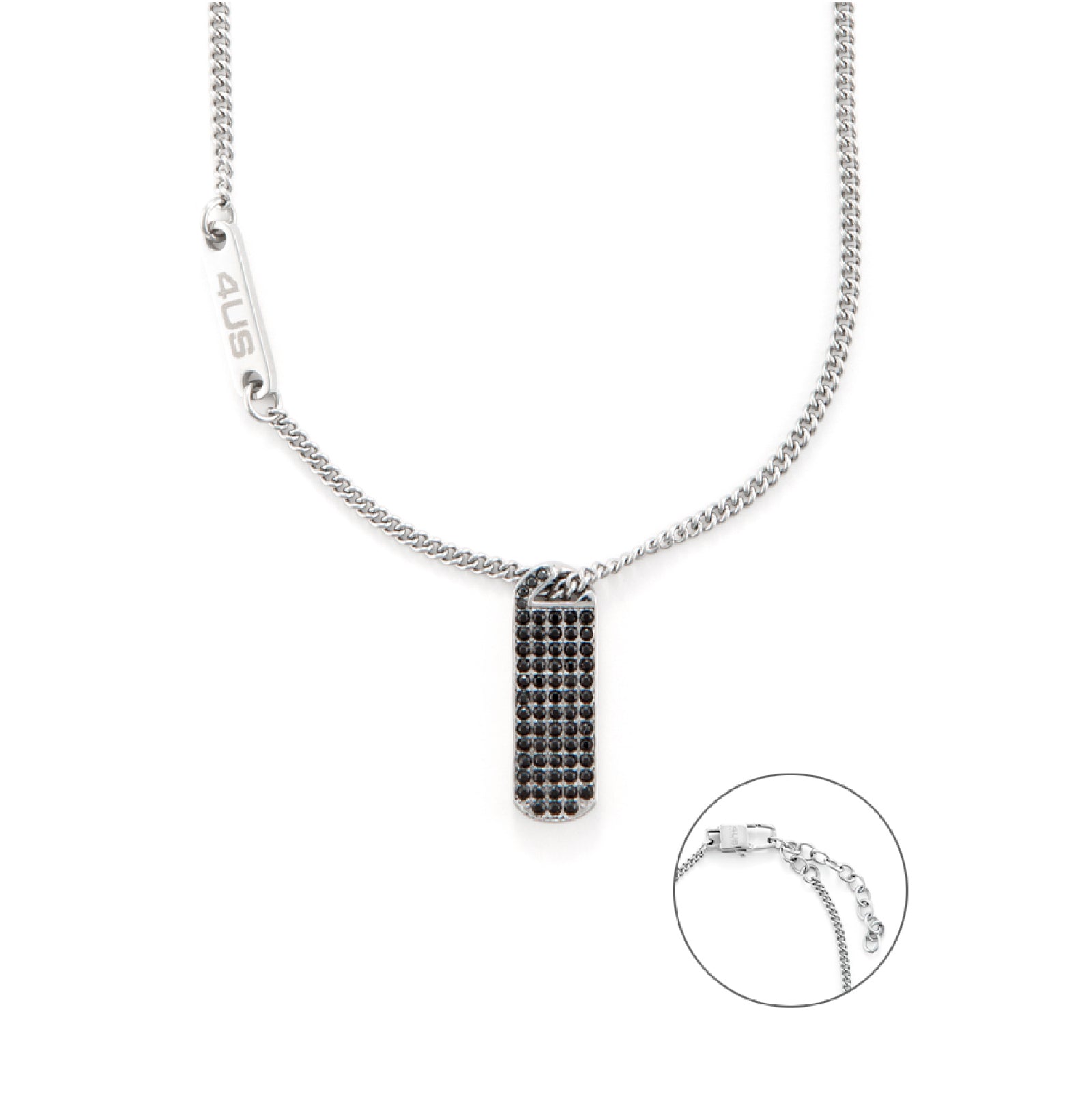 Collana uomo 4US Cesare Paciotti acciaio con targhetta di zirconi neri 4UCL6346