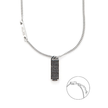 Collana uomo 4US Cesare Paciotti acciaio con targhetta di zirconi neri 4UCL6346