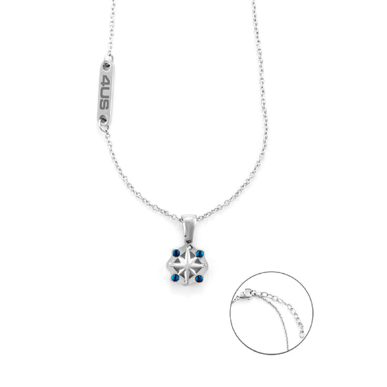 Collana uomo 4US Cesare Paciotti acciaio con rosa dei venti sfere blu 4UCL6410