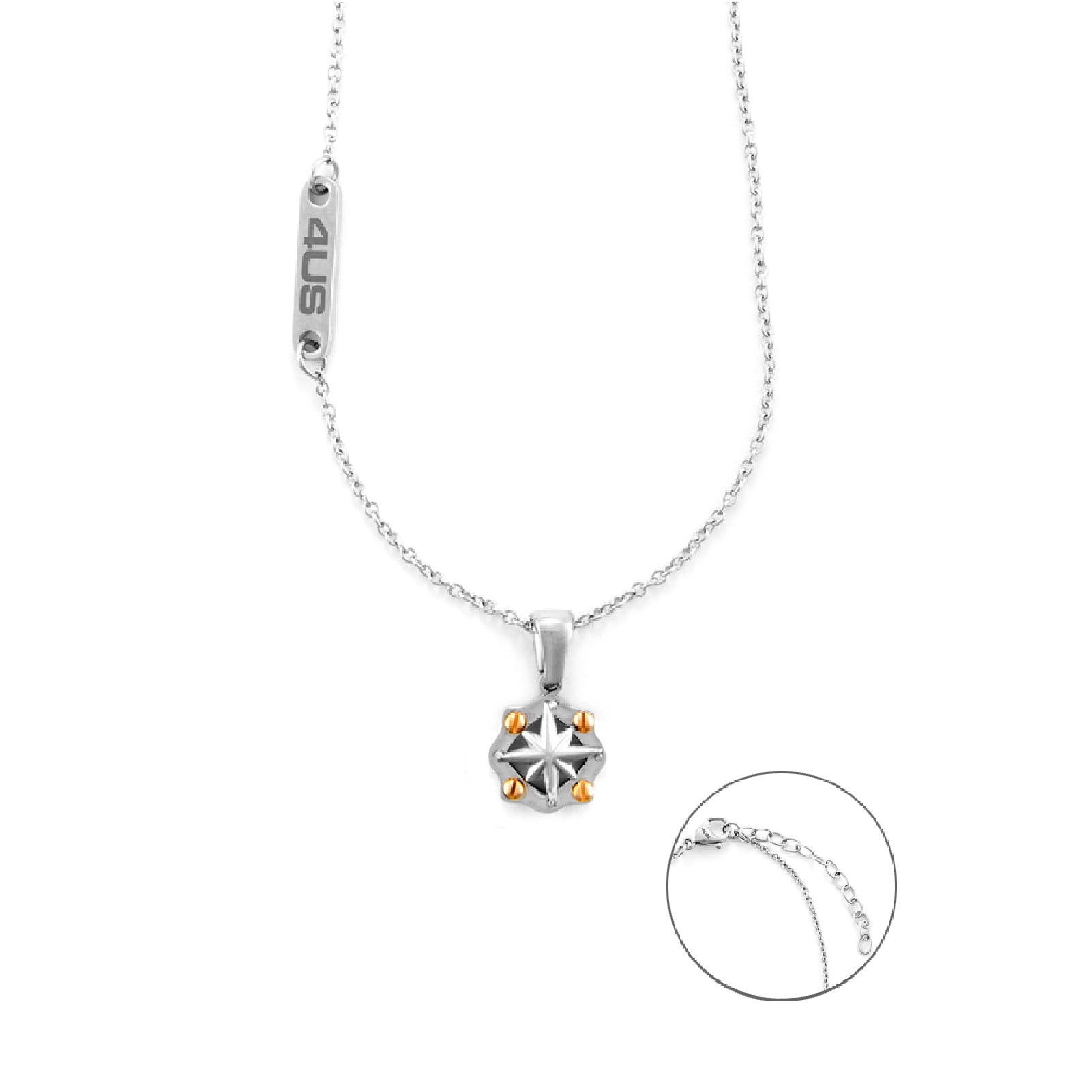 Collana uomo 4US Cesare Paciotti acciaio con rosa dei venti sfere oro 4UCL6411
