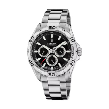 Orologio Festina Multifunzione da uomo in acciaio con quadrante nero MISURA UNICA