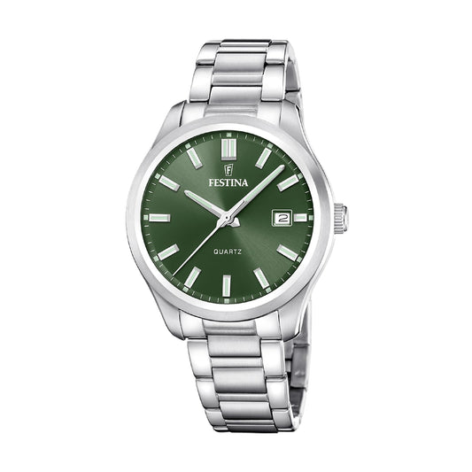 Orologio solo tempo uomo Festina acciaio quadrante verde MISURA UNICA