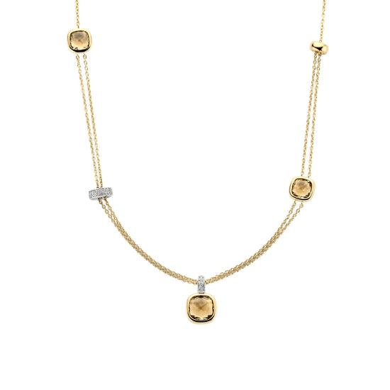 Collana catena Ti Sento in argento placcato oro e zirconi MISURA UNICA