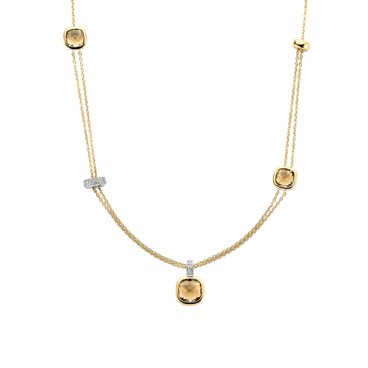 Collana catena Ti Sento in argento placcato oro e zirconi MISURA UNICA