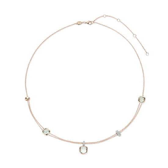 Collana TI SENTO Milano doppia catena argento zircone centrale MISURA UNICA