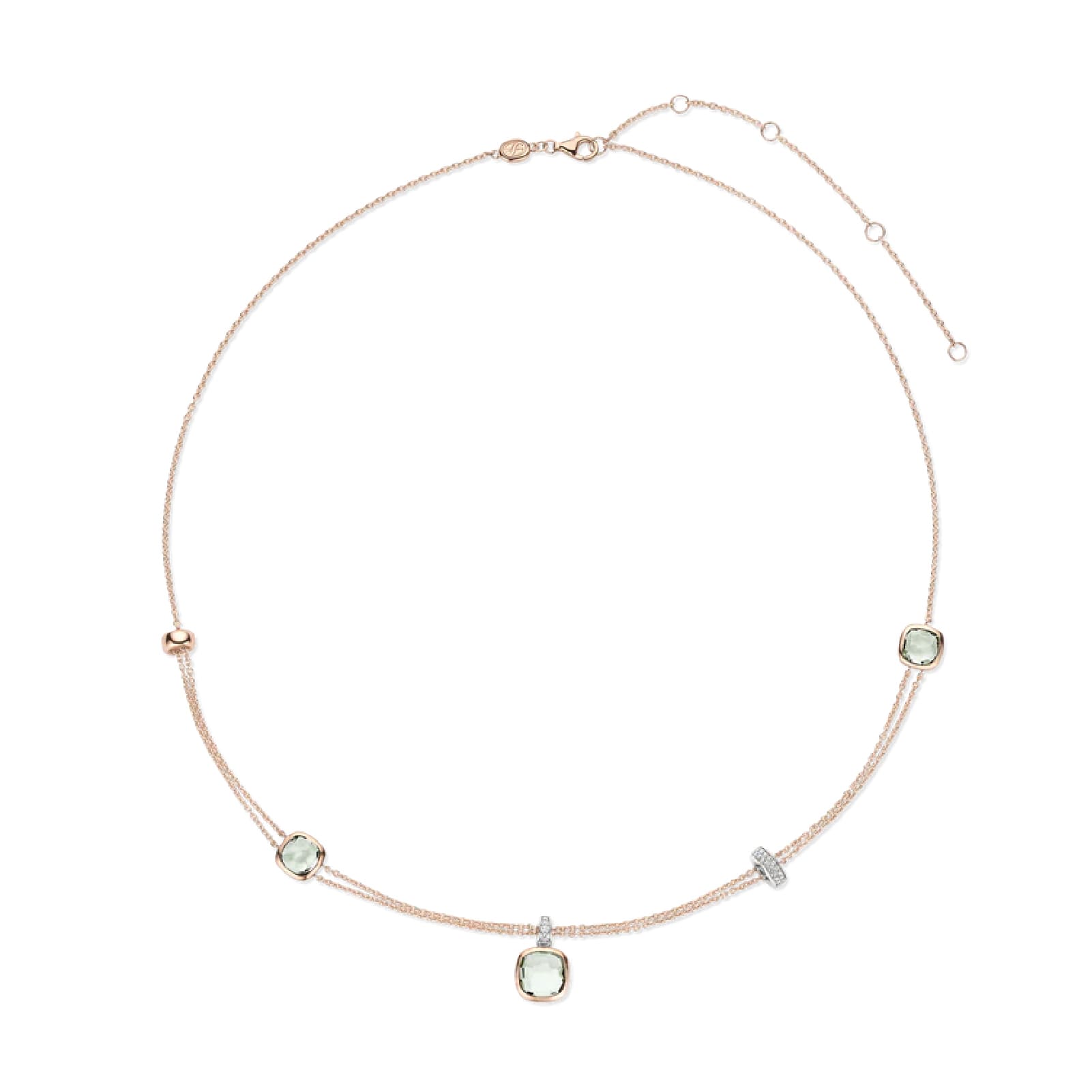 Collana TI SENTO Milano doppia catena argento zircone centrale MISURA UNICA