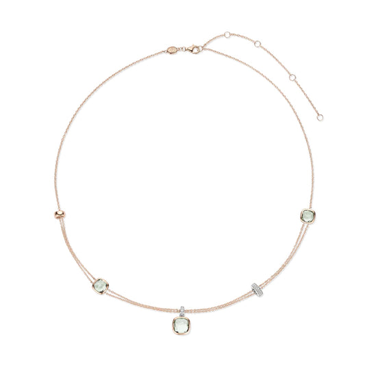 Collana TI SENTO Milano doppia catena argento zircone centrale MISURA UNICA