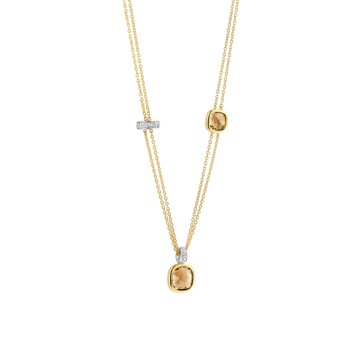 Collana catena Ti Sento in argento placcato oro e zirconi MISURA UNICA