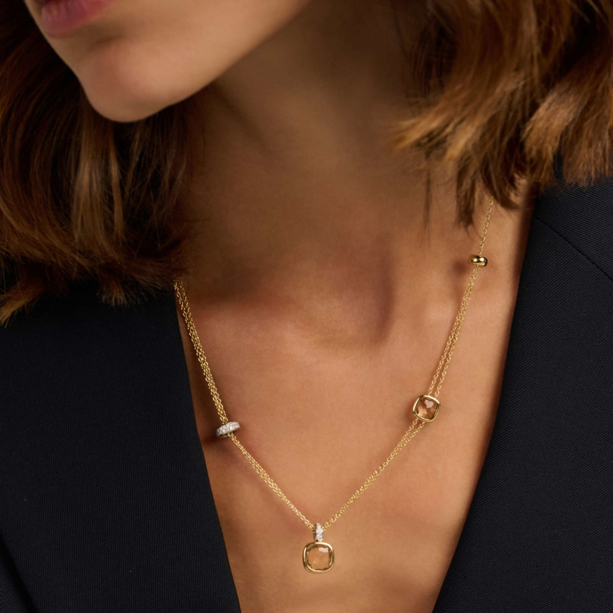 Collana catena Ti Sento in argento placcato oro e zirconi MISURA UNICA