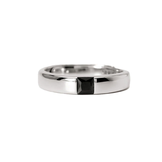 anello regolabile mabina uomo iconico in argento 925 con zircone nero quadrato 523402