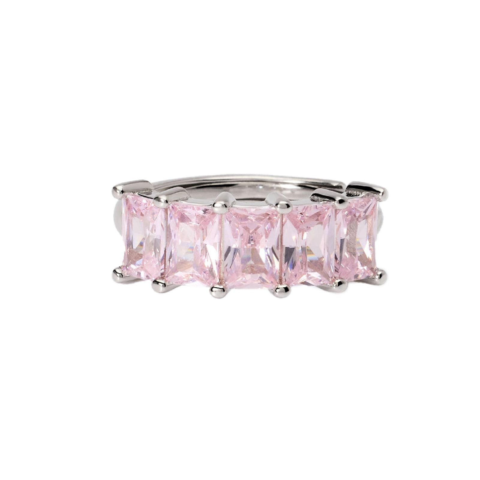 anello donna mabina valentina in argento e zirconi rosa taglio baguette 523410