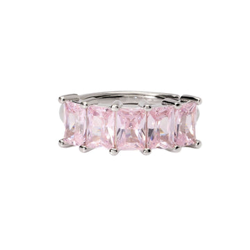 anello donna mabina valentina in argento e zirconi rosa taglio baguette 523410