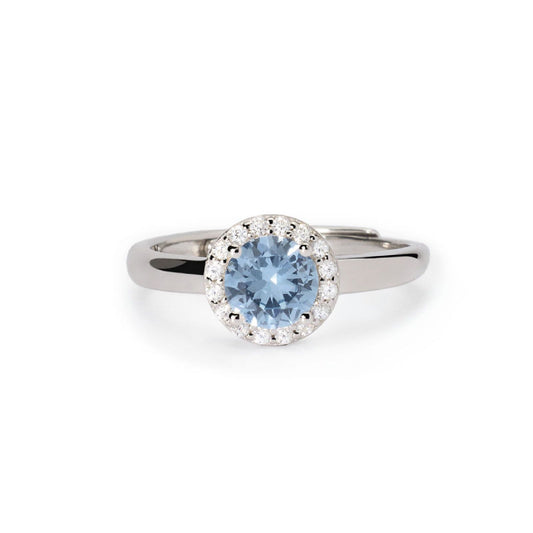 anello donna mabina revival argento con acquamarina e zirconi bianchi 523417