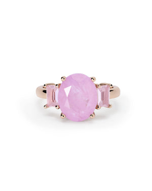 Anello trilogy da donna Mabina Santorini in argento 925 rosé con glass rosa e cristalli di rocca 523419