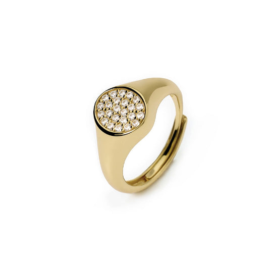 anello donna mabina chevalier in argento dorato pave di zirconi bianchi 523424