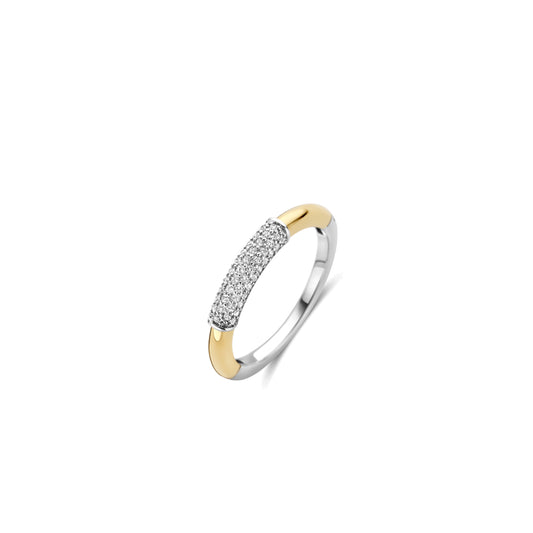 Anello Ti Sento in argento e placcato oro con pavè di zirconi 12