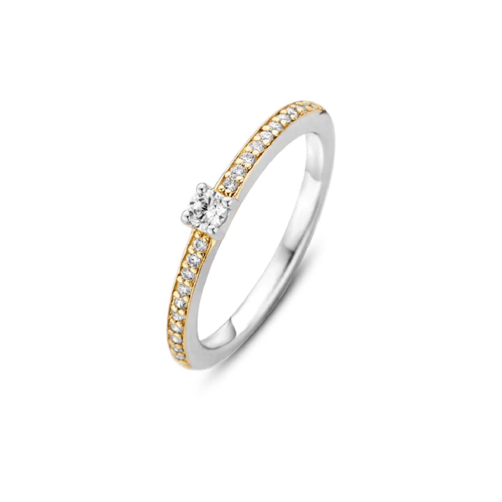 Anello TI SENTO Milano in argento pvd oro 18kt e zirconi 12