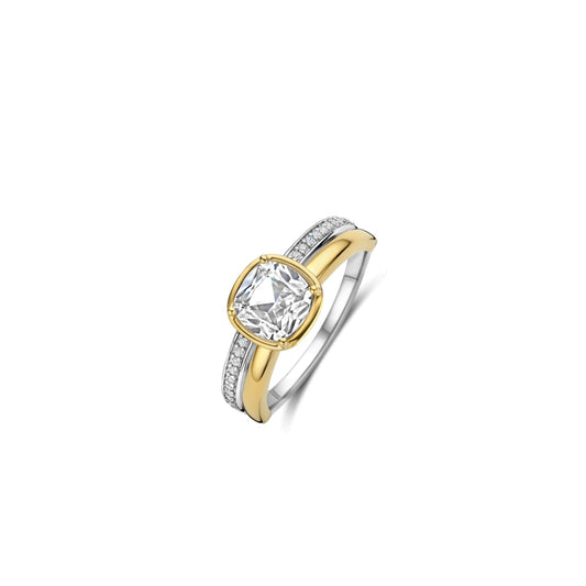 Anello doppia fascia Ti Sento in argento placcato oro zirconi 12