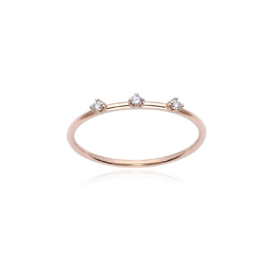 Anello trilogy Burato Solitaire donna oro rosa tre diamanti 0,06ct 12