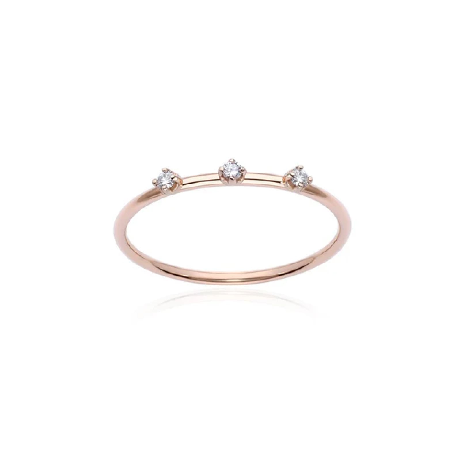 Anello trilogy Burato Solitaire donna oro rosa tre diamanti 0,06ct 12