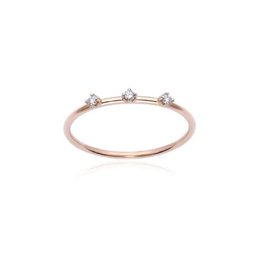 Anello trilogy Burato Solitaire donna oro rosa tre diamanti 0,06ct 12