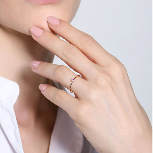 Anello solitario Burato Solitaire donna oro rosa zaffiro rosa 0,05ct 12