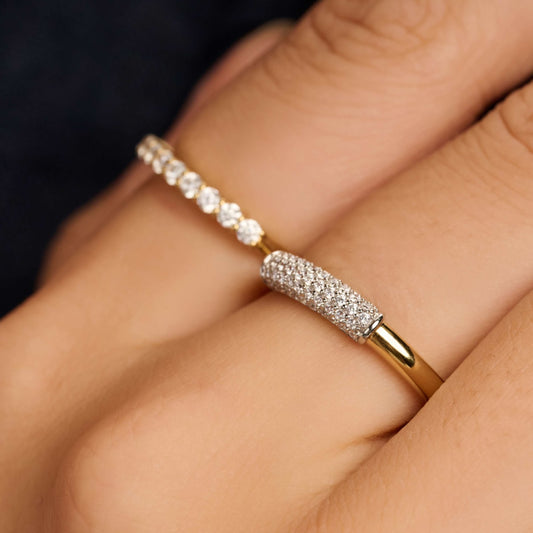 Anello Ti Sento in argento e placcato oro con pavè di zirconi 12