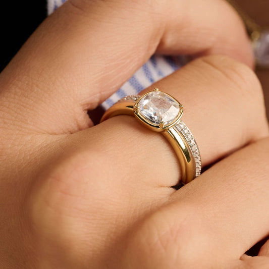 Anello doppia fascia Ti Sento in argento placcato oro zirconi 12