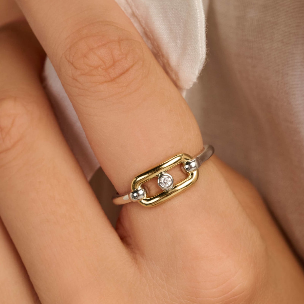 Anello Ti Sento in argento e placcato oro con zircone 12