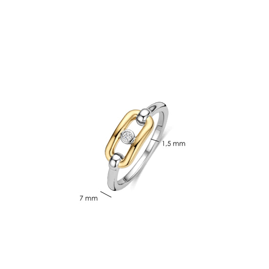 Anello Ti Sento in argento e placcato oro con zircone 12