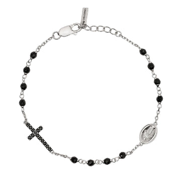 bracciale catena mabina uomo mystical in argento 925 con croce di zirconi neri e madonnina 533832
