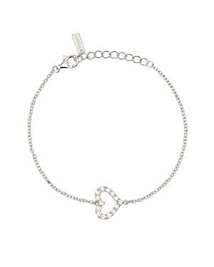 Bracciale catena da donna della collezione Mabina Happy Love in argento 925 con catena forzatina e cuore centrale di zirconi bianchi 533835