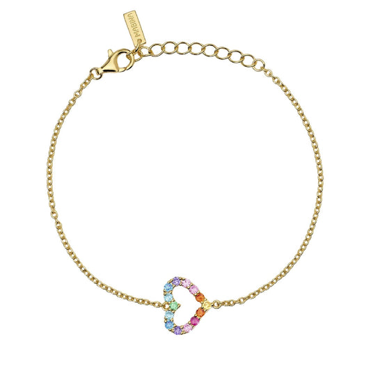 bracciale donna mabina happy love in argento placcato oro con cuore zirconi multicolor 533836