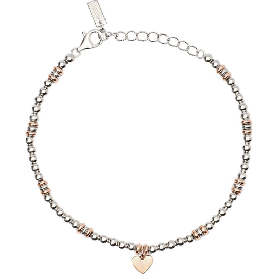 bracciale catena donna mabina little mix argento placcato oro rosa con cuore pendente 533839