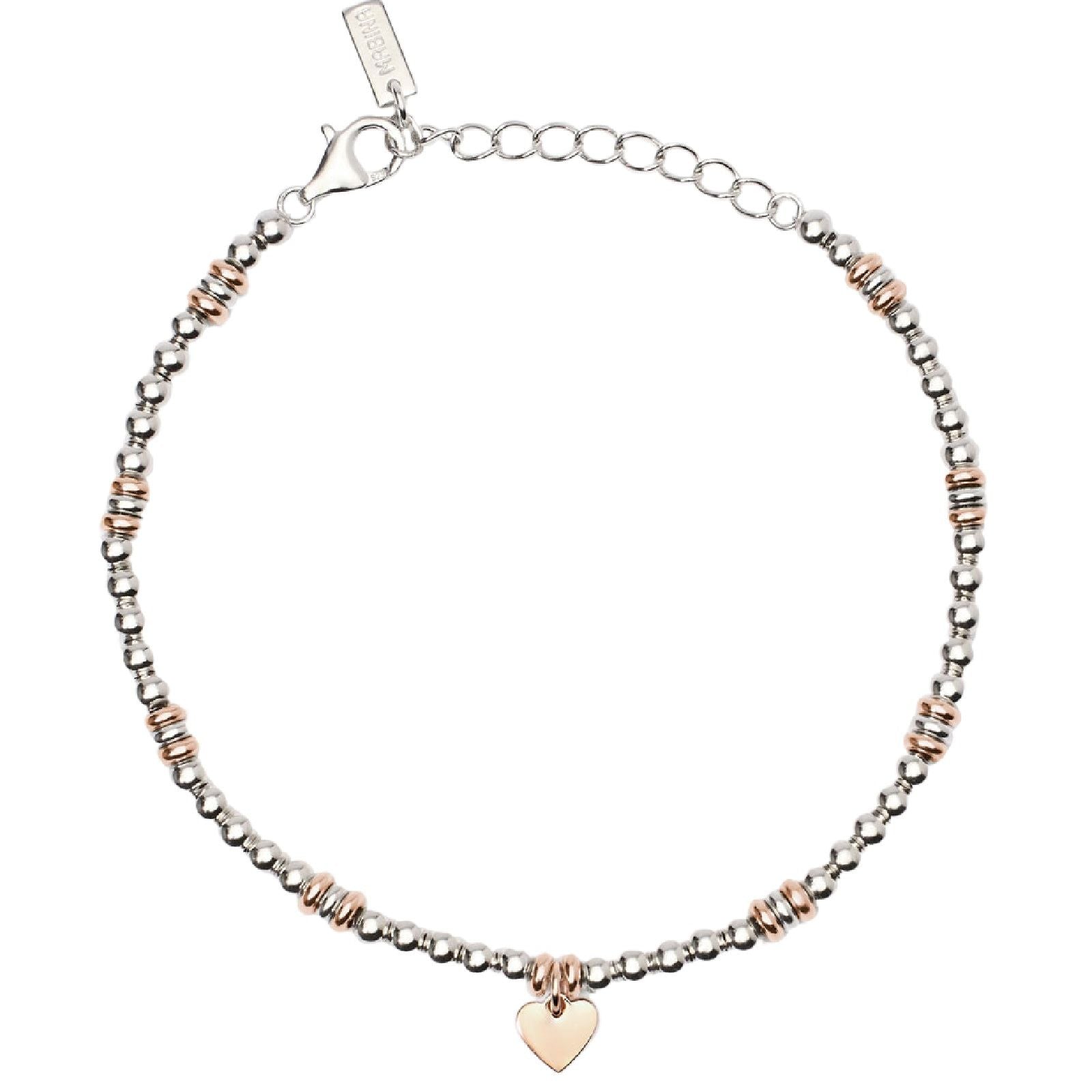 bracciale catena donna mabina little mix argento placcato oro rosa con cuore pendente 533839