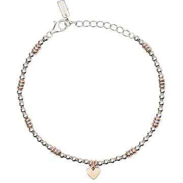 bracciale catena donna mabina little mix argento placcato oro rosa con cuore pendente 533839