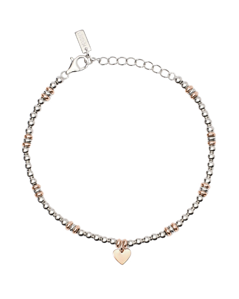 Bracciale catena da donna della collezione Mabina Little Mix in argento placcato oro rosa con cuore pendente 533839