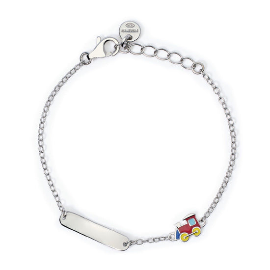 bracciale bambino mabina junior train tag in argento con piastra e trenino 533862