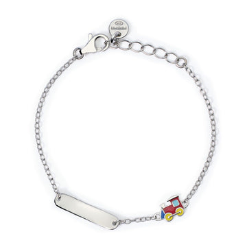 bracciale bambino mabina junior train tag in argento con piastra e trenino 533862