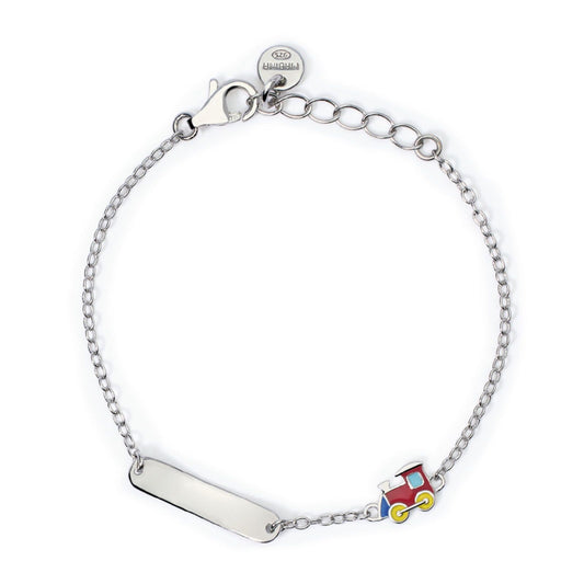 bracciale bambino mabina junior train tag in argento con piastra e trenino 533862