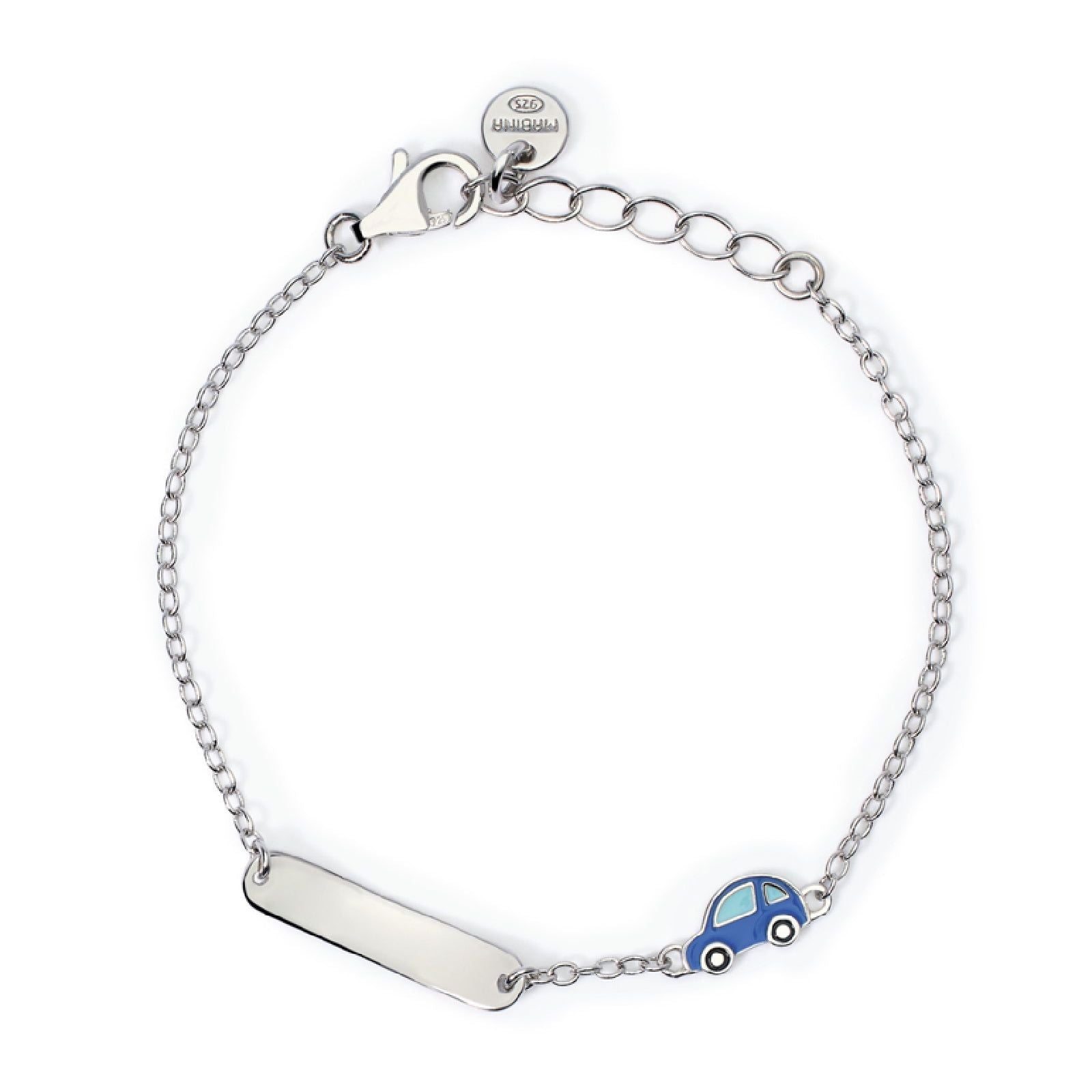 bracciale bambino mabina junior car tag in argento con piastra e macchina 533863