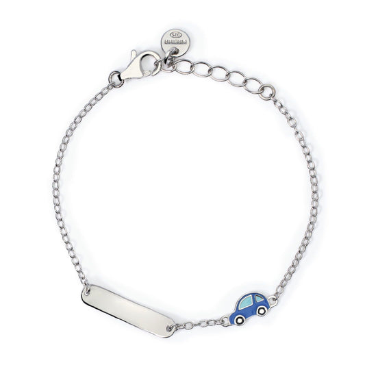 bracciale bambino mabina junior car tag in argento con piastra e macchina 533863