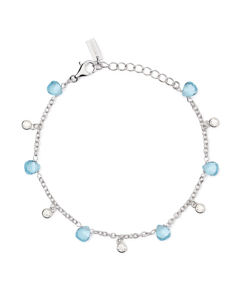 Bracciale da donna Mabina Beauty Code in argento 925 con ciondoli in glass azzurri taglio goccia e zirconi 533893