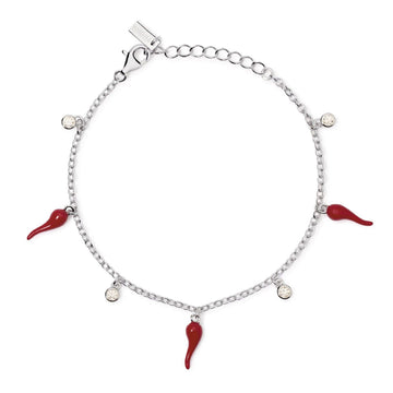 bracciale donna mabina over the luck in argento cornetti rossi e zirconi 533895