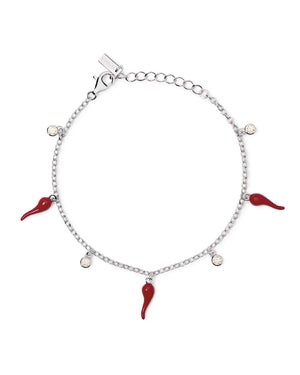Bracciale da donna Mabina Over the Luck in argento 925 con cornetti rossi e zirconi bianchi 533895