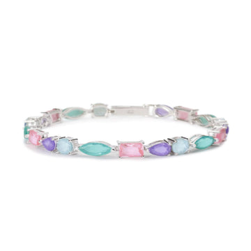 bracciale tennis donna mabina santorini argento glass multicolor e cristallo di rocca 533900 17