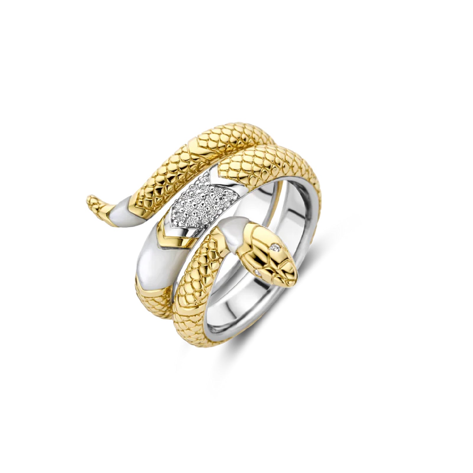 Anello serpente TI SENTO Milano in argento bicolor con zirconi 14