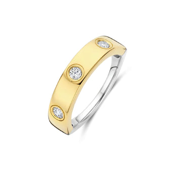 Anello TI SENTO Milano in argento pvd oro con tre zirconi 14